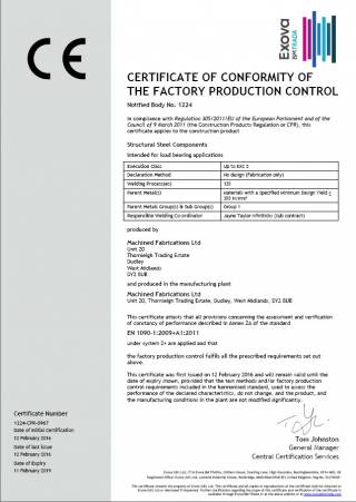 Awarded BS EN1090-1:2009